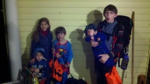 My silly crew on the way out to trick-or-treat